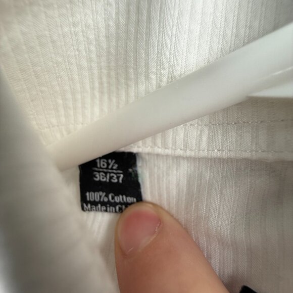 David Donahue Trim Cotton 16.5 36/37 Striped French Cuff White Button Up Premium - Picture 13 of 16